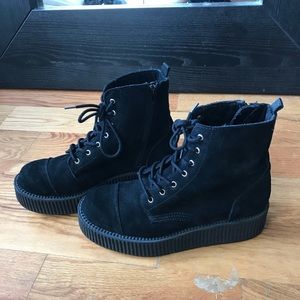 TUK Black Suede Viva Mondo creeper boots